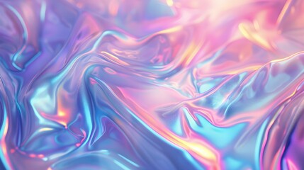 Obraz premium Abstract fluid iridescent holographic curved wave in motion colorful gradient design on black background