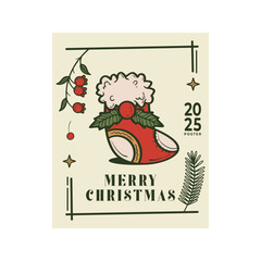 Christmas Card Design Template with Decorative. Elegant Christmas Greeting Card Concept with Ornate Frame.