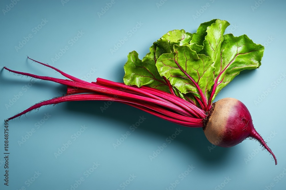 Poster single beetroot in a minimalist graphic, with a soft pink color on a plain background