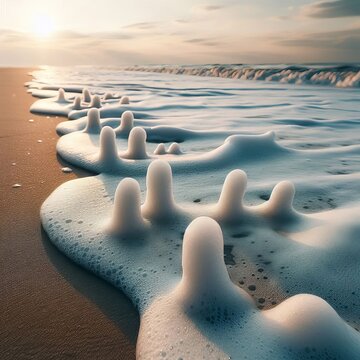 Foam Fingers After a wave breaks the retreating water leaves beh