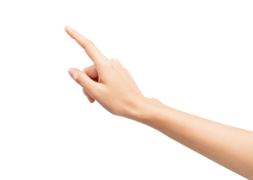hand touching or pointing on isolated white background.