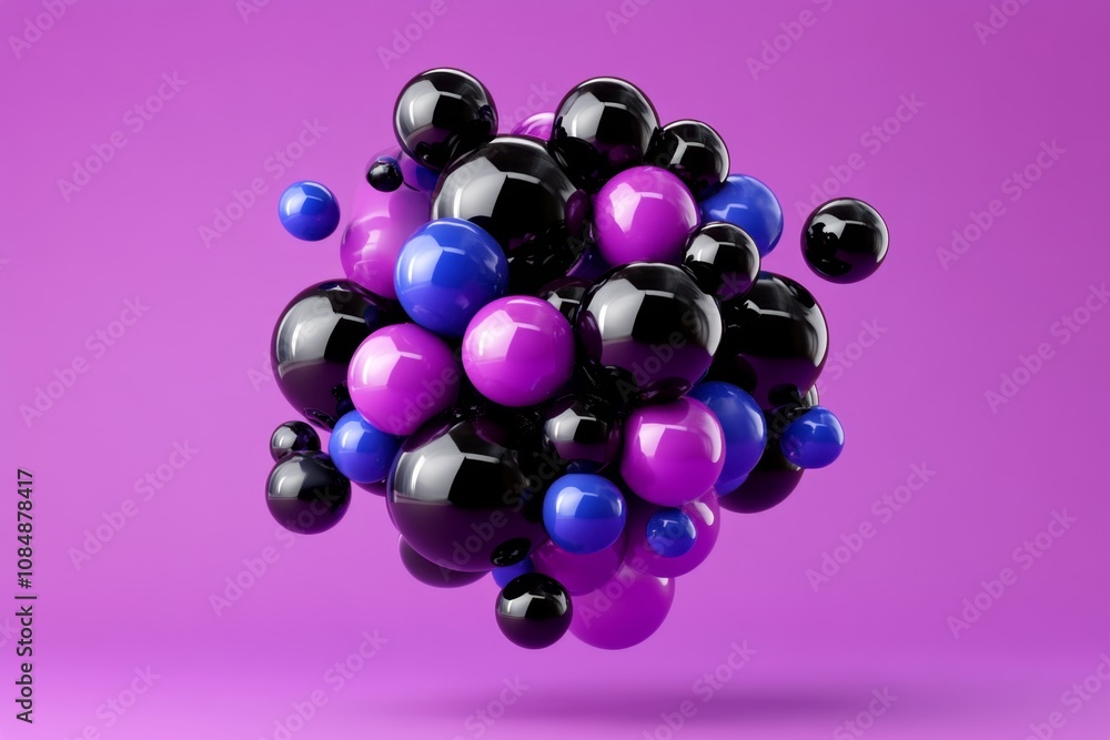 Poster 3d digital rendering of abstract geometric shapes on a soft gradient background, modern and stylish