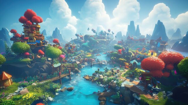 An intense gaming battle with vibrant characters and dynamic environments in a digital world