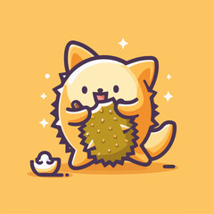 durian fruit illustration and animal