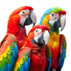 macao parrots in white background