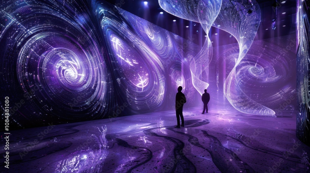 Poster a futuristic art installation featuring an array of shimmering everchanging lights creating an other