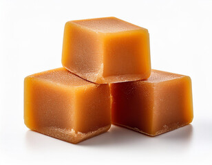 Block of palm sugar isolated on white background