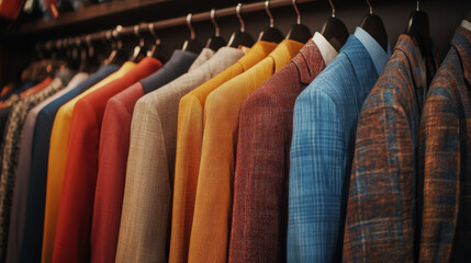 Obraz premium Design a visually appealing image of a person selecting semi-formal outfits from a closet, illustrating the concept of versatile workwear choices