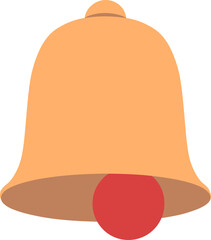 Gold bell with swinging red clapper showing inner mouth hand drawn flat design illustration 