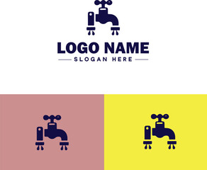 Plumbing icon Pipe symbol Plumbing emblem Waterworks icon flat logo sign symbol editable vector