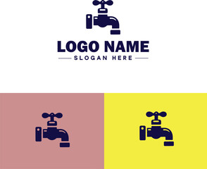 Plumbing icon Pipe symbol Plumbing emblem Waterworks icon flat logo sign symbol editable vector