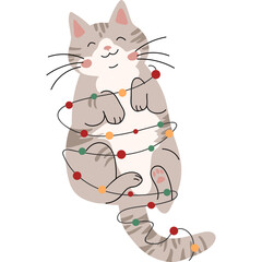 Cute cartoon flat vector cat