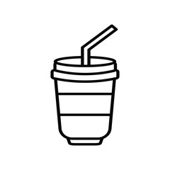 Paper coffee cup icon. Hot, cold coffee cup icon. Disposable coffee cup icon with coffee beans. Coffee paper cup, plastic container vector.