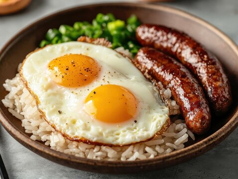 Savoring traditional filipino silog breakfast with garlic rice and eggs culinary delight home kitchen indoor setting food photography for seo success
