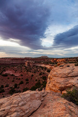 Stunning Utah Desert Landscape At Sunset With Dramatic Clouds