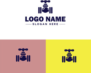 Plumbing icon Pipe symbol Plumbing emblem Waterworks icon flat logo sign symbol editable vector