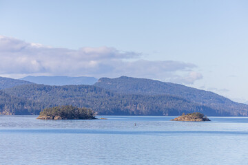 Scenic View of Gulf Islands in British Columbia, Canada