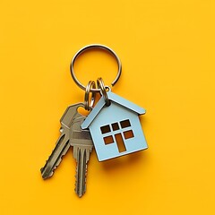 House key on yellow background.