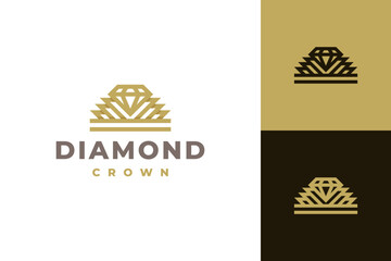 luxury diamond crown logo vector suitable for jewelry