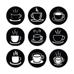 Coffee cup icon set vector. Tea cup sign/symbol collection. Mocha symbol or logo set.