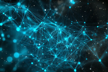 Obraz premium Abstract Digital Network Structure with Glowing Blue and Red Nodes