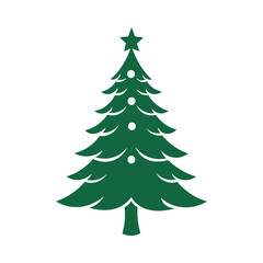 Christmas tree vector art illustration isolated on white background.