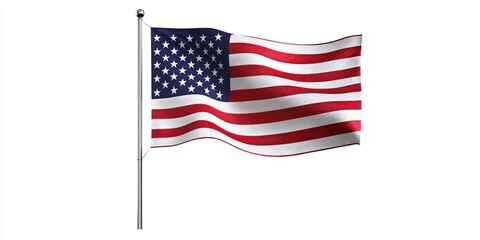 A crisp image of an American flag on a plain white background, with clean edges and bright colors for emphasis.