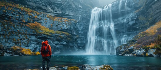 Obraz premium Majestic Waterfall in Norway