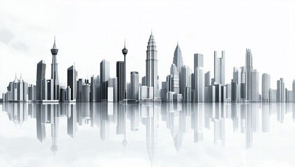 Naklejka premium 3d rendering of city skyline with kuala lumpur buildings. White background