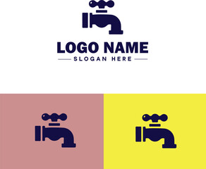 Plumbing icon Pipe symbol Plumbing emblem Waterworks icon flat logo sign symbol editable vector