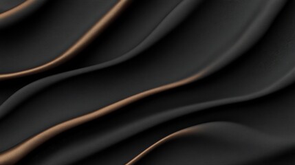 Obraz premium Elegant Black and Brown Fabric Drapery with Smooth Waves and Textured Surface Ideal for Fashion, Interior Design, and Textile Backgrounds
