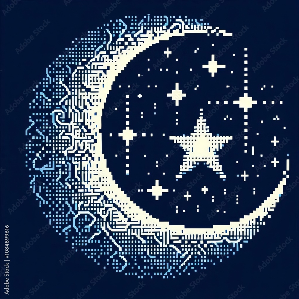 Aufkleber ascii crescent moon design the crescent moon and star using asci