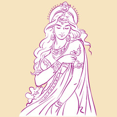 angel with a dress posing vector for illustration card