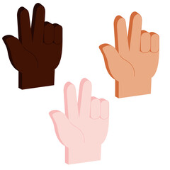 Fototapeta premium set of vector isometric hands with two fingers up in peace or victory symbol11