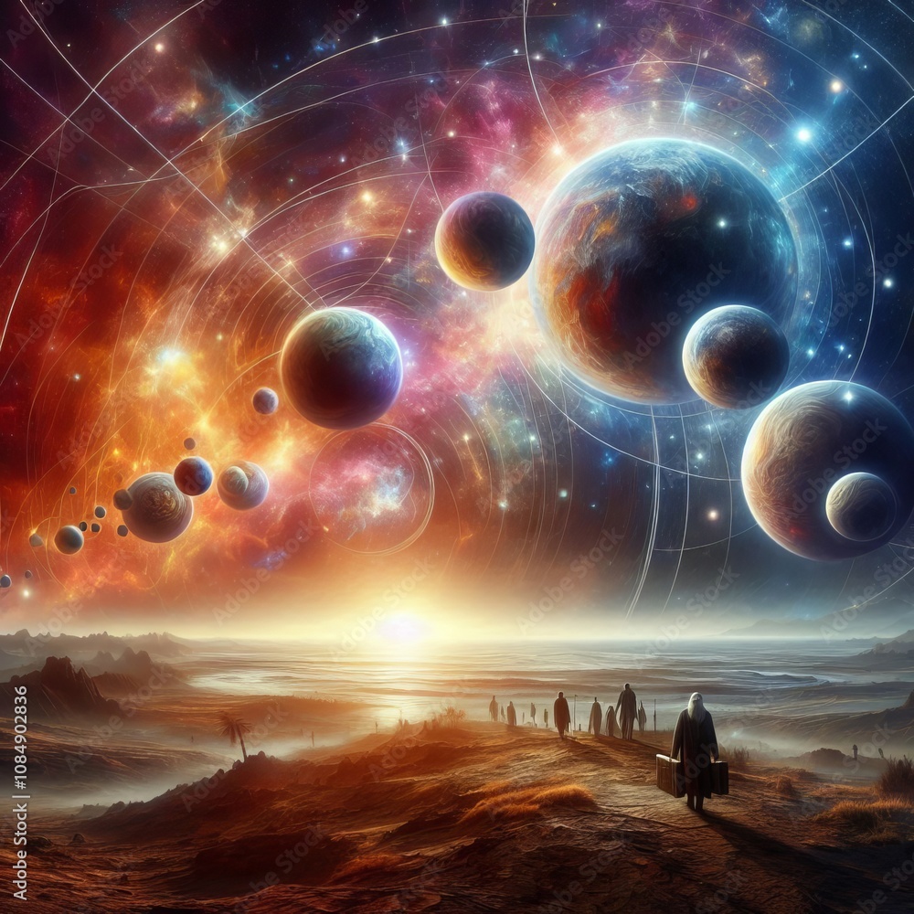 Poster celestial convergence the new year marked by the alignment of ce