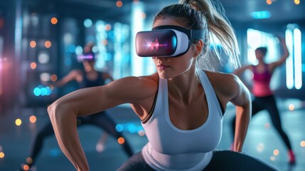 Engaging digital fitness programs gym vr workout active environment group perspective health and fitness