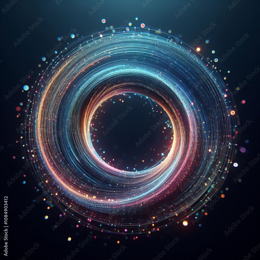 Poster circular flow a holographic circle rotating its edges blurring i