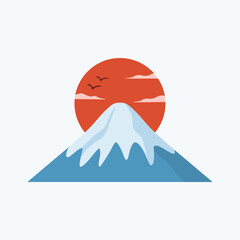 Fuji mountain with sun vector design