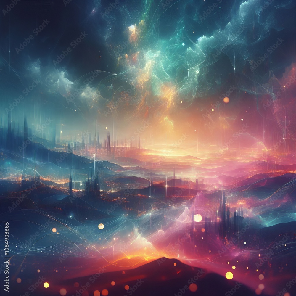 Poster abstract haze a vibrant unfocused abstract with a hazy atmospher