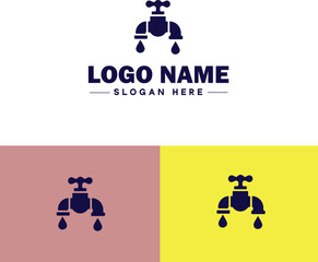 Plumbing icon Pipe symbol Plumbing emblem Waterworks icon flat logo sign symbol editable vector