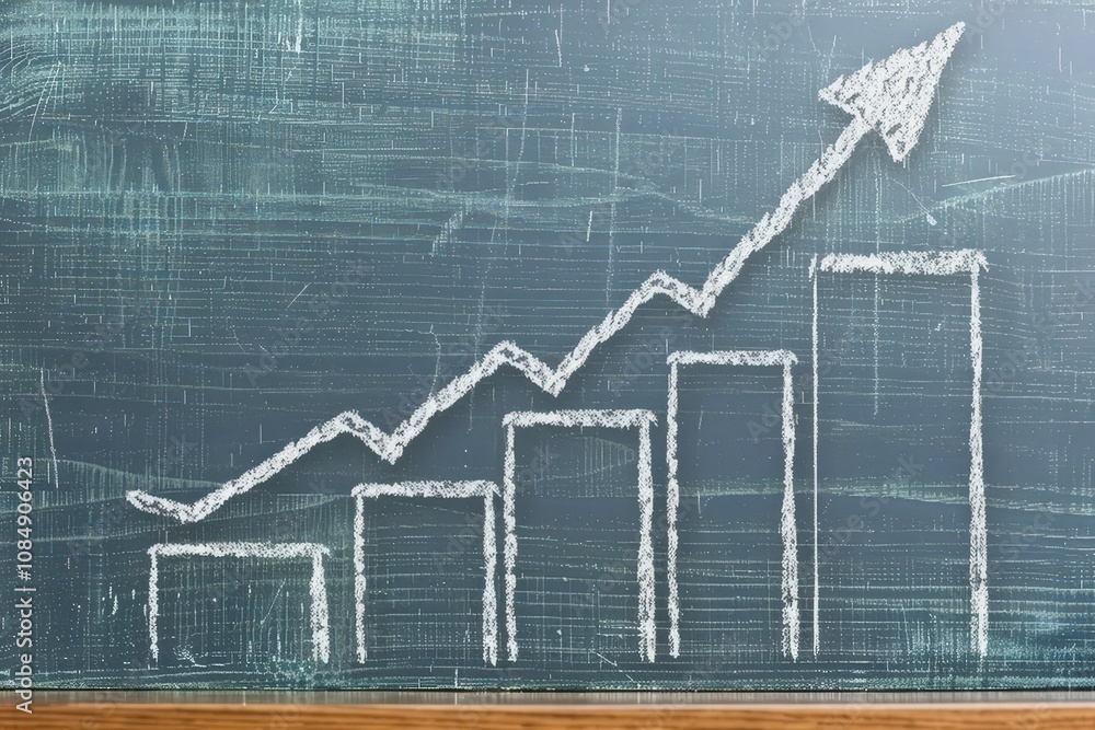 Aufkleber a chalkboard with a graph showing a rising line