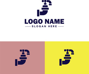 Plumbing icon Pipe symbol Plumbing emblem Waterworks icon flat logo sign symbol editable vector