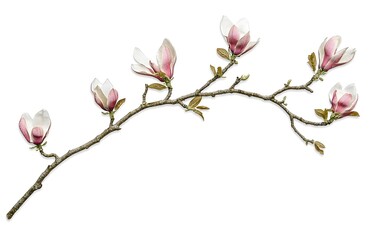 Obraz premium Delicate Pink Magnolia Buds on Branch
