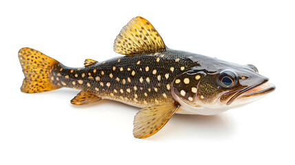 Naklejka premium Freshwater bass fish with distinctive spots and vibrant colors, showcasing its natural beauty and aquatic features. Perfect for nature enthusiasts and fishing lovers