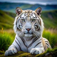 Naklejka premium white tiger in ice land