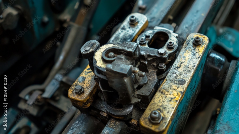 Poster close-up of railway switch mechanism in operation