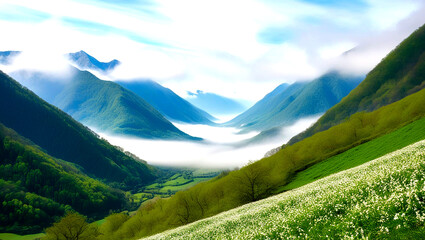 View of mountain with dreamy aesthetic