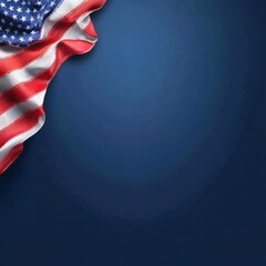 Patriotic American Flag on Dark Blue Background for US Presidential Election, National Holidays, and Veteran/Memorial Day
