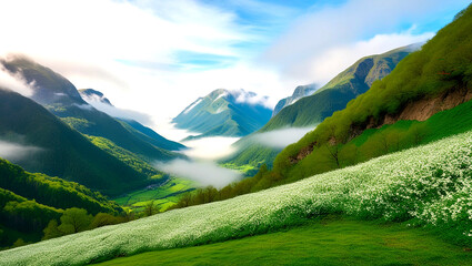 View of mountain with dreamy aesthetic