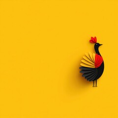 Cute Turkey Mascot Cartoon on Thanksgiving Background with Copy Space - Flat Lay Illustration